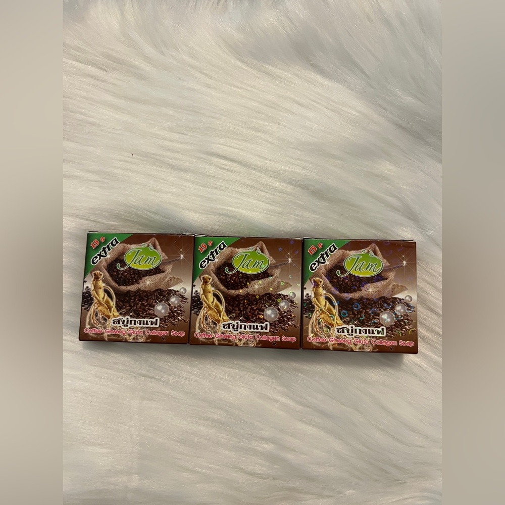 3 Pack Coffed Ginseng Glutra Collagen Bar Soap 65 Grams